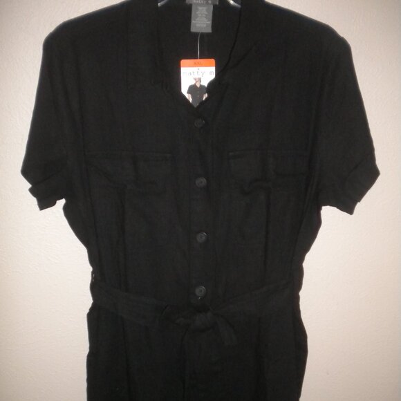 Matty M Women's Plus Size XXL Black Linen Blend Shorts Romper NWT - Picture 2 of 5